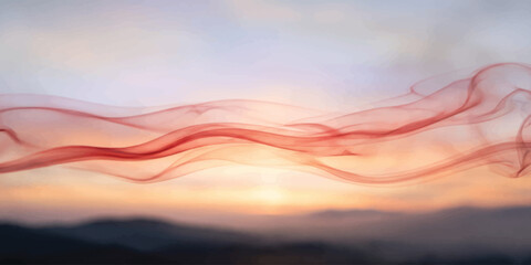 Abstract red smoke sky at sunset with dramatic clouds and warm orange sunlight over surreal cloudscape landscape background © Pixel plant