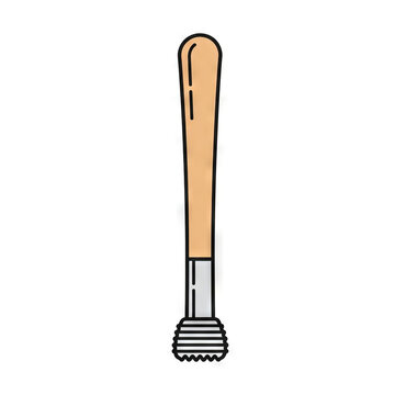 Cocktail muddler icon, bar tool for crushing ingredients in a glass, vector illustration of a wooden muddler with a grooved base for mixing drinks and cocktails