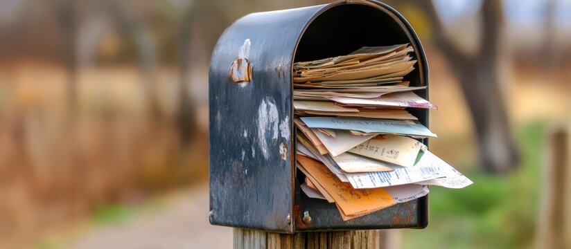 Overflowing Mailbox Filled with Junk Mail and Envelopes