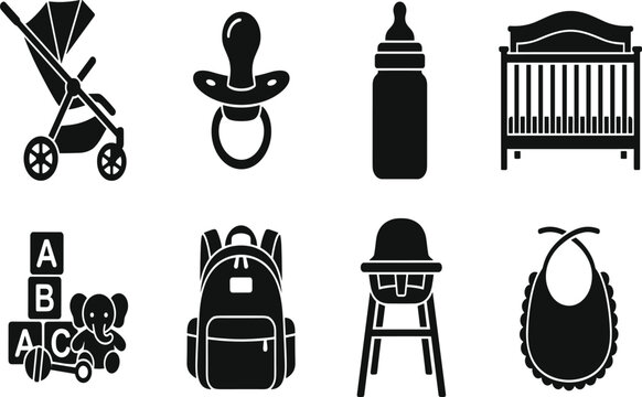 Hiking and camping equipment icon set featuring backpack trekking poles boots compass water bottle map headlamp and tent vector illustration.eps, 