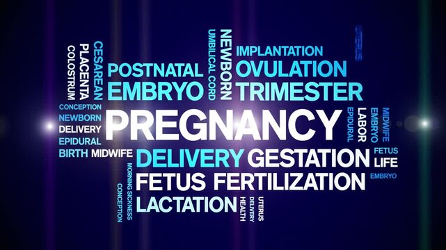 Pregnancy animated word cloud-animation tag kinetic typography seamless loop.