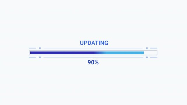 Modern flat vector animation of a minimal horizontal updating progress bar with percentage indicator and smooth loading effect. Ideal for user interface, software, web applications, dashboards, and te