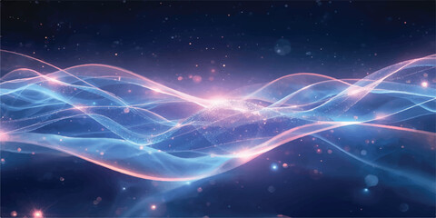 Abstract Blue Fractal Space Energy Background with Glowing Waves Stars Futuristic Digital Light Cosmic Explosion and Planet Fantasy Illustration Wallpaper © Pixel plant