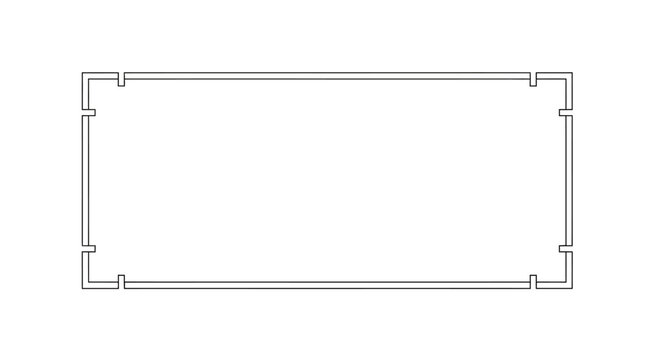 Minimalist Wireframe Rectangle with Corner Brackets, Simple Geometric Outline Shape