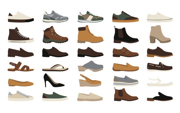 a clean collection of footwear illustrations inspired by modern minimalist shoe design
