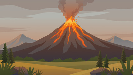 Volcano Eruption with Lava Flow © areative