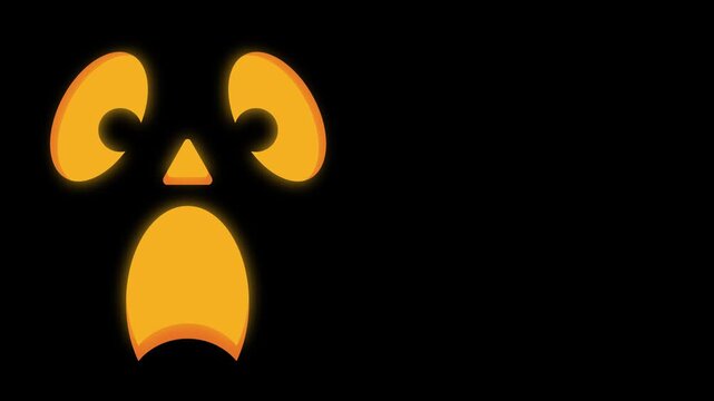 Left Aligned Glowing Halloween Pumpkin Face with Scary Screaming Horror Expression and Copy Space