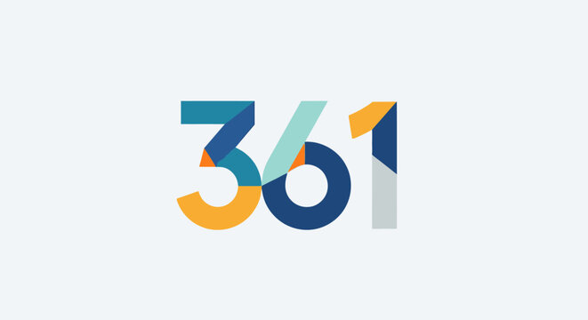 Modern abstract number typography 301 geometric colorful graphic design element