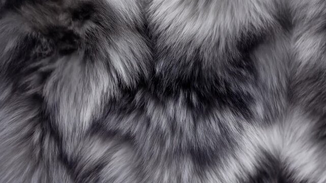 Expensive Silver Fox Fur With Grey And Black Gradients for Luxurious Animal Texture Loop
