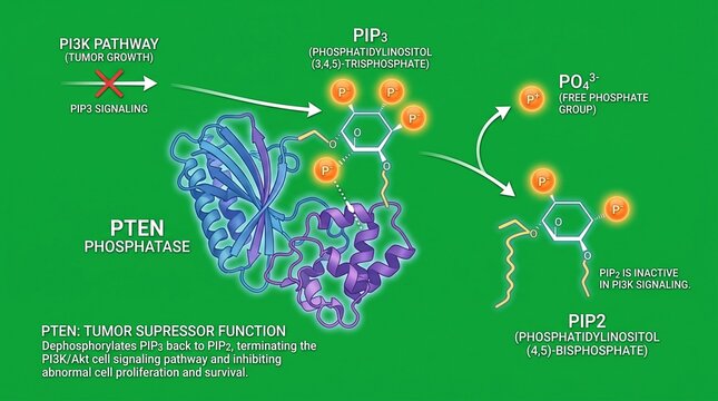 PTEN phosphatase dephosphorylating PIP3 cellular process