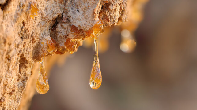 boswellia. Golden resin droplets forming on tree bark in warm sunlight. gardening catalogs, home-decor guides, designed for gardening and botanical catalogs, enhances decor appeal.
