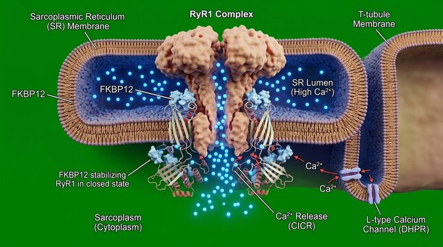 RyR1 Calcium Release Channel &ndash; Muscle Excitation-Contraction Coupling Diagram