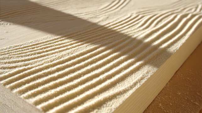 sandpaper. Wood surface with uniform scratch patterns from sanding, workshop material study. safety posters, maintenance manuals, designed for industrial assembly lines and welding operations.
