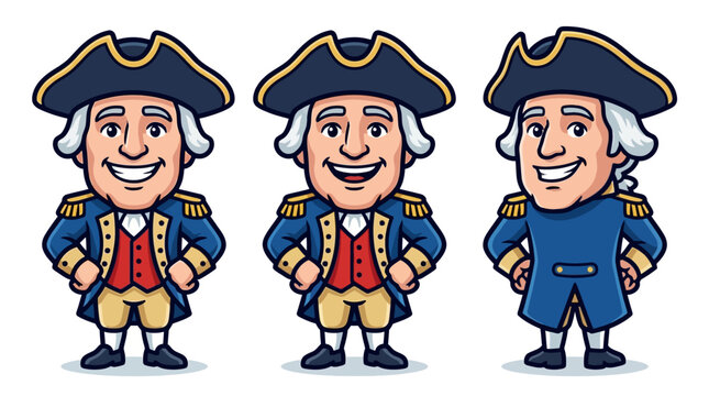 Cartoon American Revolutionary War Soldiers.