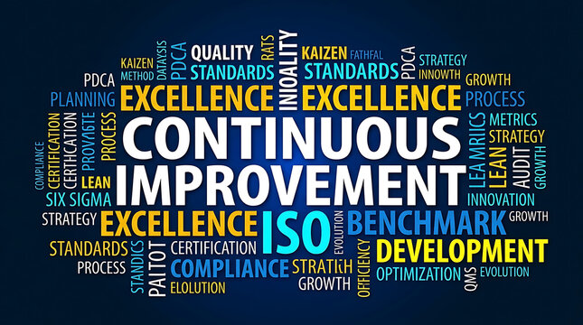 Continuous Improvement Word Cloud Design &ndash; Process Optimization, Business Excellence and Organizational Growth Concept