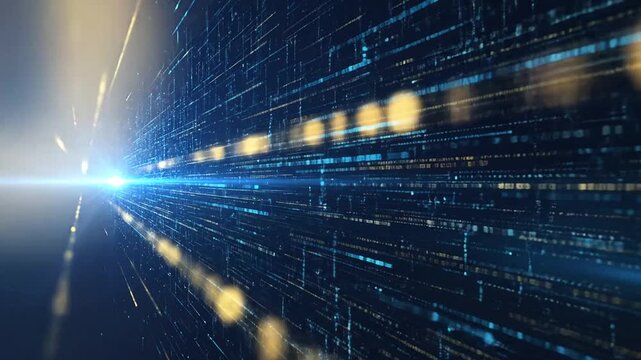 Abstract digital background with glowing lines and data streams