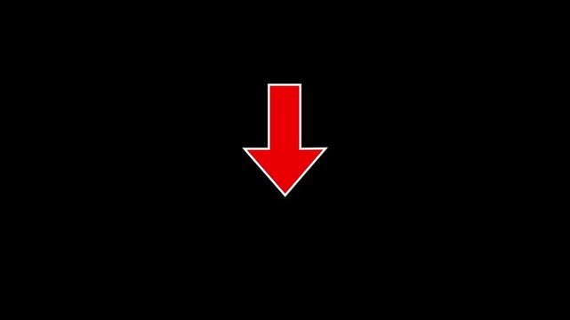 Pulsing red arrow animation pointing down on black background, for ui