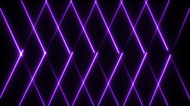 Neon purple laser light grid abstract motion background, pulsing geometric diamond pattern