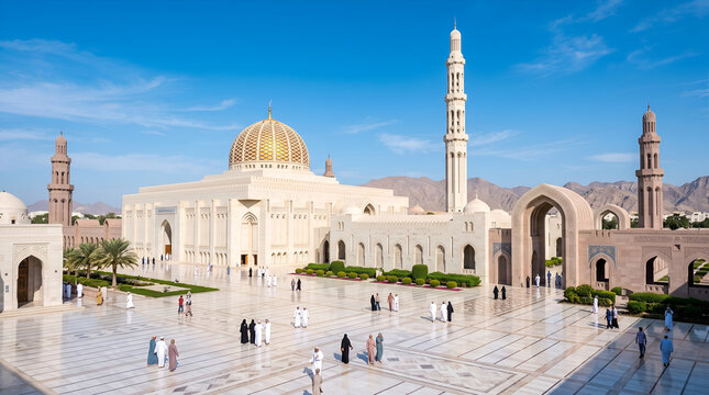 Muscat, Oman - December 26th 2022 - Sultan Qaboos Grand Mosque
