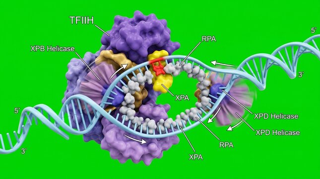 DNA Transcription Initiation and Repair Complex &ndash; Molecular Biology Diagram