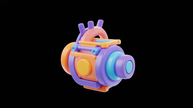 Abstract mechanical heart pulsing with vibrant colors against a dark background symbolizing innovation and medical technology
