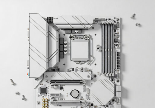 Modern White ATX Computer Motherboard for High Performance PC Build