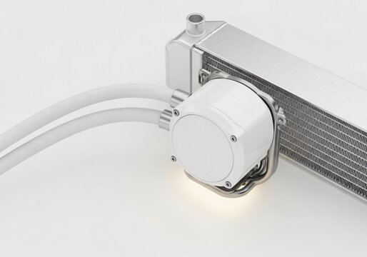 White Liquid CPU Cooler with Metallic Radiator and Pump Head