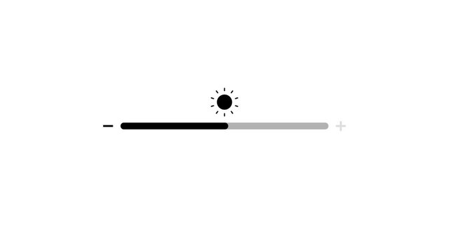 Animated Screen Brightness Slider Interface Control on Isolated White Background 4k video animation.