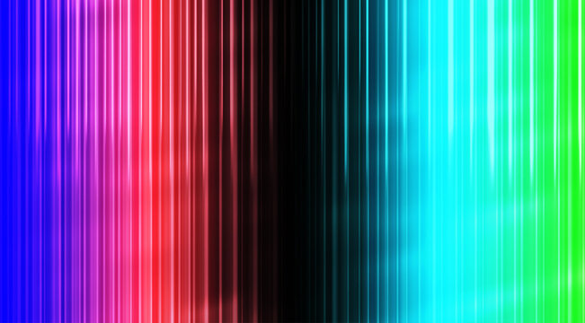 Vertical gradient background, with glowing light, streaks in blue, purple, red, cyan, and green colors, featuring thin parallel lines