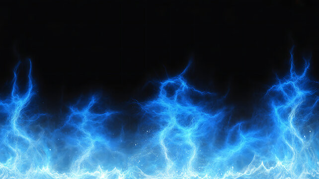 Abstract glowing blue electric plasma energy field with electricity lightning electric abstract background discharge particle