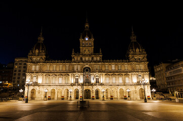 Fototapeta premium La Coruna Town hall in Maria Pita Square Galicia