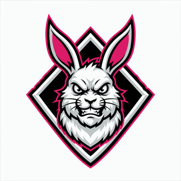Aggressive rabbit mascot logo for esports and gaming teams.