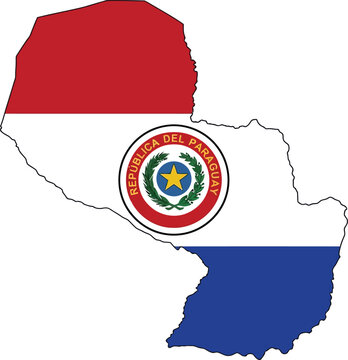 Map of paraguay with official coat of arms flag design paraguay national sovereignty territory