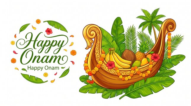 vector illustration of onam. Kerala Onam Greeting Card. illustration
