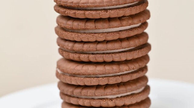 video of a chocolate sandwich cookie