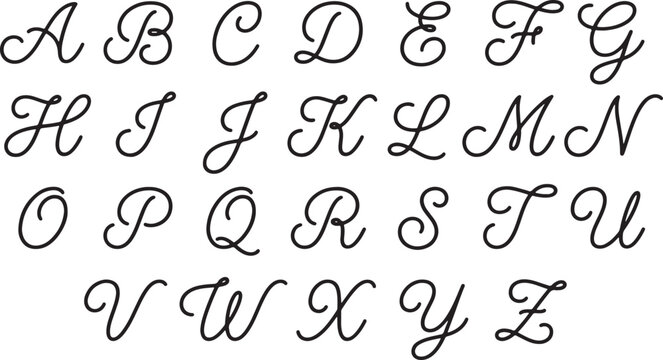 Uppercase cursive alphabet letters in elegant calligraphic script