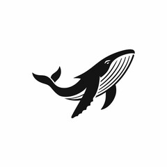 Obraz premium Stylized black silhouette of a humpback whale illustration.