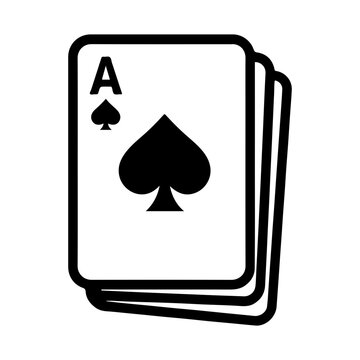 Playing cards stack icon: casino game and entertainment symbol