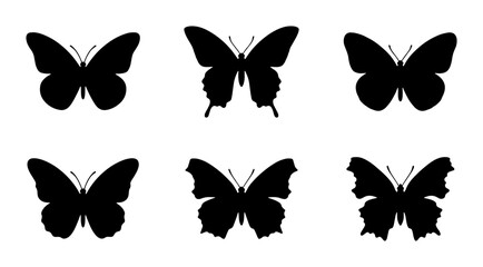 Black Butterfly Silhouettes, Insect Wing Shapes, Vector Art Collection for Nature Design © SharikaShammi