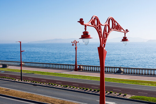 La Coruna red streetlights, Galicia