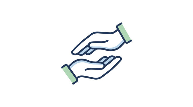 A stylized illustration of two hands cupped together representing care and protection.