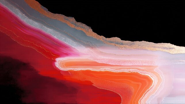 Dramatic red and gray agate cross-section mineral texture dark b