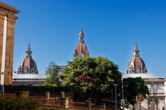Historic rooftops and dome of the Municipal Palace in La Coruna, Spain