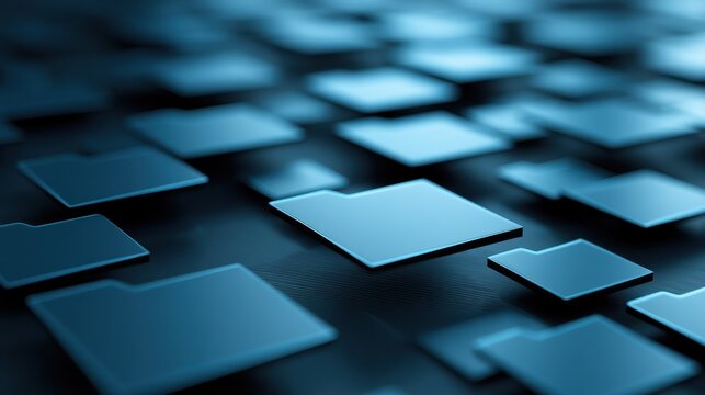 Stunning photo of digital folder icons floating in blue data space representing cloud storage and file management system.