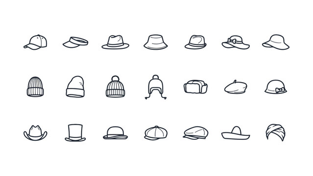 Collection of various hats and headwear for fashion and protection  different styles and designs for men and women