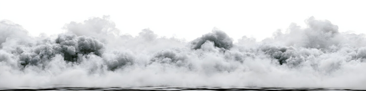 Low-lying white ground fog with a transparent background and alpha mask, isolated for atmospheric landscape design.