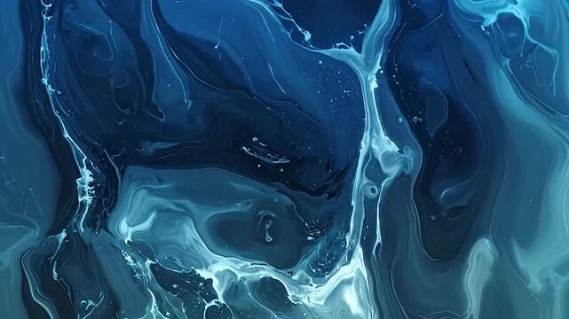 Abstract blue liquid paint swirling in a smooth artistic pattern