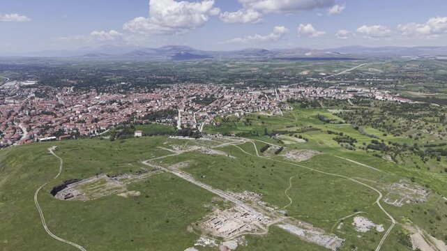 Cinematic Drone Video of Pisidia Antiocheia Ancient City Near Yalvac in Isparta, Turkey