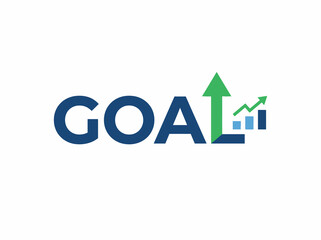 Fototapeta premium Goal Text With Upward Arrow Business Growth Flat Vector Concept