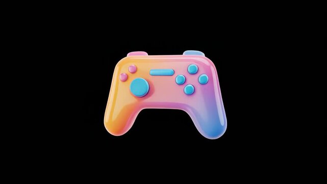 Gaming controller in abstract pastel gradient glowing against a dark background with subtle motion